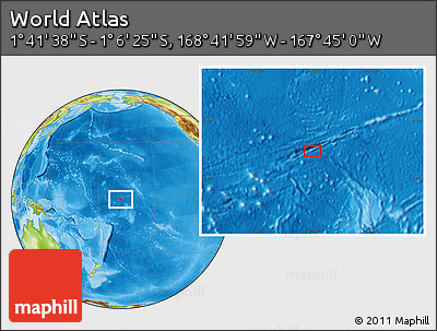 Physical Location Map of the Area around 1° 24' 2" S, 168° 13' 29" W