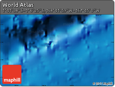 Shaded Relief Map of the Area around 1° 24' 2" S, 168° 13' 29" W