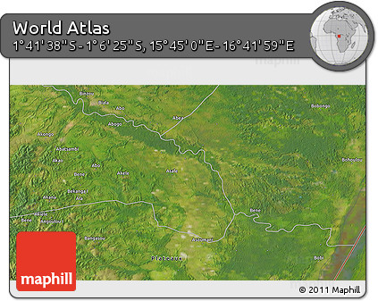 Satellite 3D Map of the Area around 1° 24' 2" S, 16° 13' 30" E