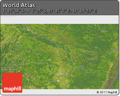Satellite 3D Map of the Area around 1° 24' 2" S, 16° 13' 30" E