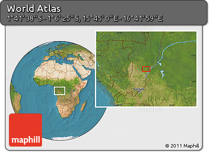 Satellite Location Map of the Area around 1° 24' 2" S, 16° 13' 30" E