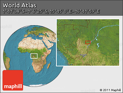 Satellite Location Map of the Area around 1° 24' 2" S, 16° 13' 30" E