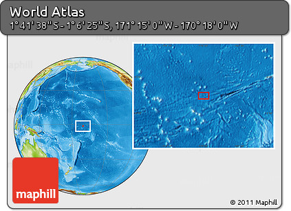Physical Location Map of the Area around 1° 24' 2" S, 170° 46' 30" W