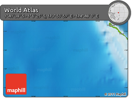 Physical Map of the Area around 1° 24' 2" S, 174° 19' 29" E