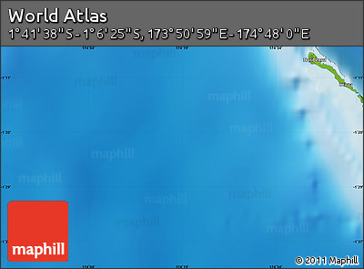 Physical Map of the Area around 1° 24' 2" S, 174° 19' 29" E