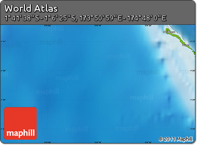 Physical Map of the Area around 1° 24' 2" S, 174° 19' 29" E