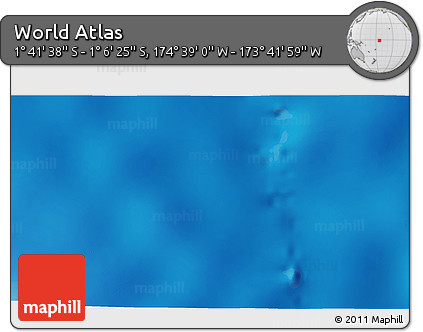 Shaded Relief 3D Map of the Area around 1° 24' 2" S, 174° 10' 30" W