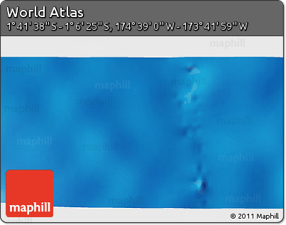 Shaded Relief 3D Map of the Area around 1° 24' 2" S, 174° 10' 30" W