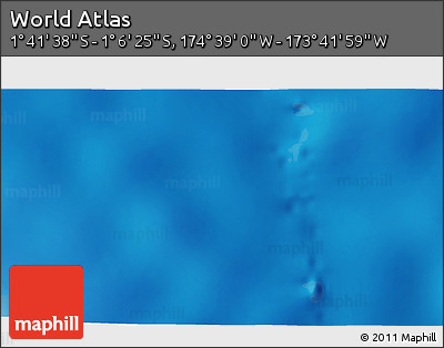 Shaded Relief 3D Map of the Area around 1° 24' 2" S, 174° 10' 30" W