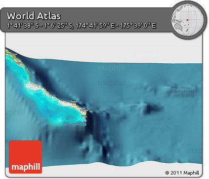 Satellite 3D Map of the Area around 1° 24' 2" S, 175° 10' 30" E