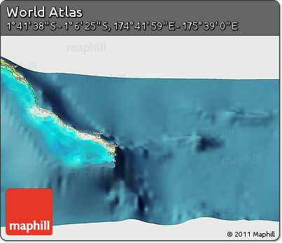 Satellite 3D Map of the Area around 1° 24' 2" S, 175° 10' 30" E