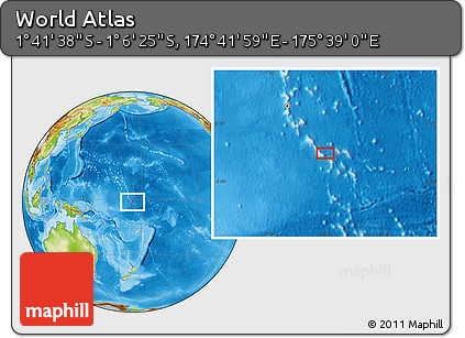 Physical Location Map of the Area around 1° 24' 2" S, 175° 10' 30" E