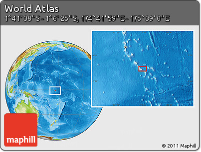 Physical Location Map of the Area around 1° 24' 2" S, 175° 10' 30" E