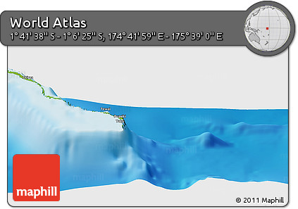 Physical Panoramic Map of the Area around 1° 24' 2" S, 175° 10' 30" E