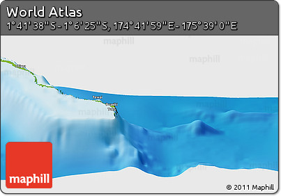 Physical Panoramic Map of the Area around 1° 24' 2" S, 175° 10' 30" E