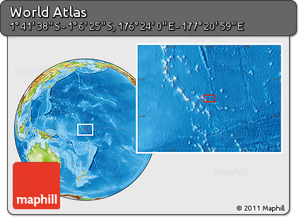 Physical Location Map of the Area around 1° 24' 2" S, 176° 52' 30" E
