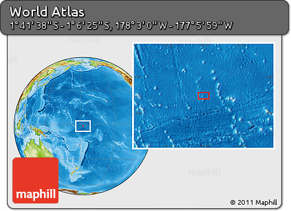 Physical Location Map of the Area around 1° 24' 2" S, 177° 34' 29" W