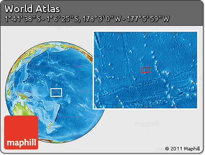 Physical Location Map of the Area around 1° 24' 2" S, 177° 34' 29" W
