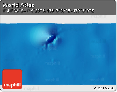 Shaded Relief 3D Map of the Area around 1° 24' 2" S, 178° 34' 29" E
