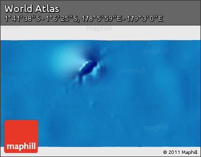 Shaded Relief 3D Map of the Area around 1° 24' 2" S, 178° 34' 29" E