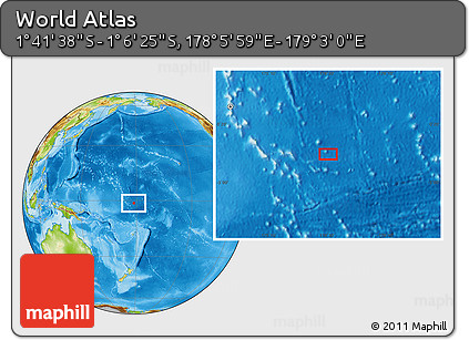 Physical Location Map of the Area around 1° 24' 2" S, 178° 34' 29" E