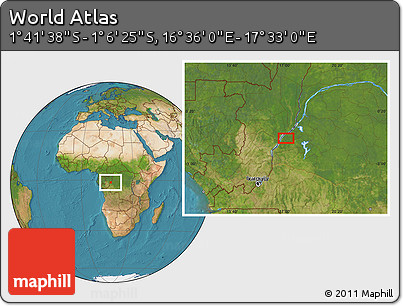 Satellite Location Map of the Area around 1° 24' 2" S, 17° 4' 30" E