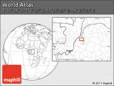 Blank Location Map of the Area around 1° 24' 2" S, 17° 55' 29" E