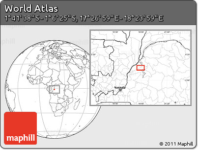 Blank Location Map of the Area around 1° 24' 2" S, 17° 55' 29" E
