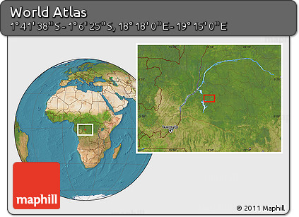 Satellite Location Map of the Area around 1° 24' 2" S, 18° 46' 29" E