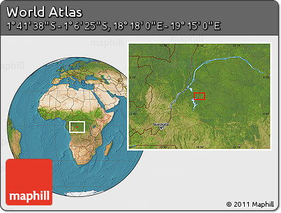 Satellite Location Map of the Area around 1° 24' 2" S, 18° 46' 29" E