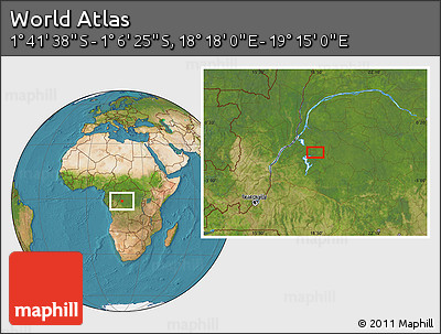 Satellite Location Map of the Area around 1° 24' 2" S, 18° 46' 29" E