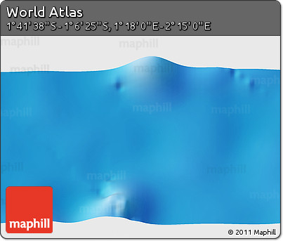 Shaded Relief 3D Map of the Area around 1° 24' 2" S, 1° 46' 29" E