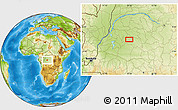 Physical Location Map of the area around 1° 24' 2" S, 20° 28' 30" E