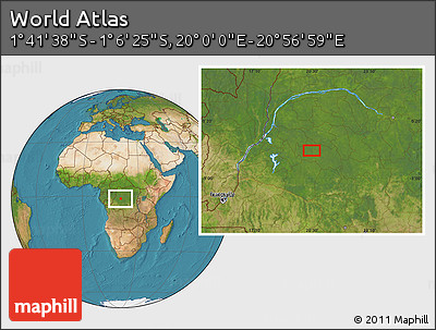 Satellite Location Map of the Area around 1° 24' 2" S, 20° 28' 30" E