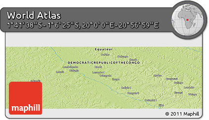 Physical Panoramic Map of the Area around 1° 24' 2" S, 20° 28' 30" E