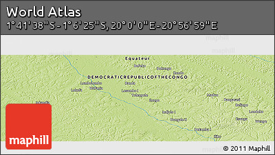 Physical Panoramic Map of the Area around 1° 24' 2" S, 20° 28' 30" E