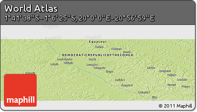 Physical Panoramic Map of the Area around 1° 24' 2" S, 20° 28' 30" E