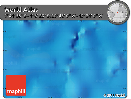 Shaded Relief Map of the Area around 1° 24' 2" S, 20° 19' 30" W