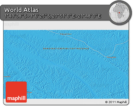 Political 3D Map of the Area around 1° 24' 2" S, 21° 19' 30" E