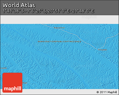 Political 3D Map of the Area around 1° 24' 2" S, 21° 19' 30" E