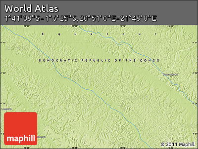 Physical Map of the Area around 1° 24' 2" S, 21° 19' 30" E