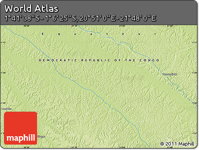 Physical Map of the Area around 1° 24' 2" S, 21° 19' 30" E