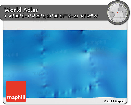Shaded Relief 3D Map of the Area around 1° 24' 2" S, 21° 10' 29" W