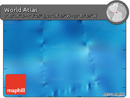 Shaded Relief Map of the Area around 1° 24' 2" S, 21° 10' 29" W
