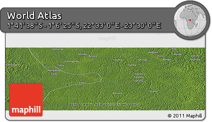 Satellite Panoramic Map of the Area around 1° 24' 2" S, 23° 1' 29" E