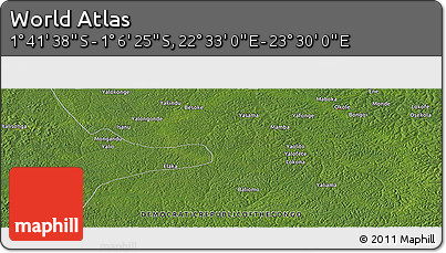 Satellite Panoramic Map of the Area around 1° 24' 2" S, 23° 1' 29" E