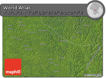 Satellite Map of the Area around 1° 24' 2" S, 23° 52' 30" E