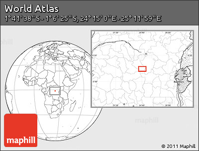 Blank Location Map of the Area around 1° 24' 2" S, 24° 43' 30" E