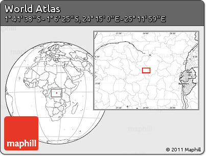 Blank Location Map of the Area around 1° 24' 2" S, 24° 43' 30" E
