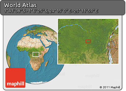 Satellite Location Map of the Area around 1° 24' 2" S, 24° 43' 30" E